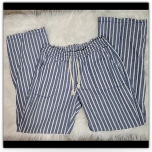 Style Me wide leg striped pants linen blend boho style size small